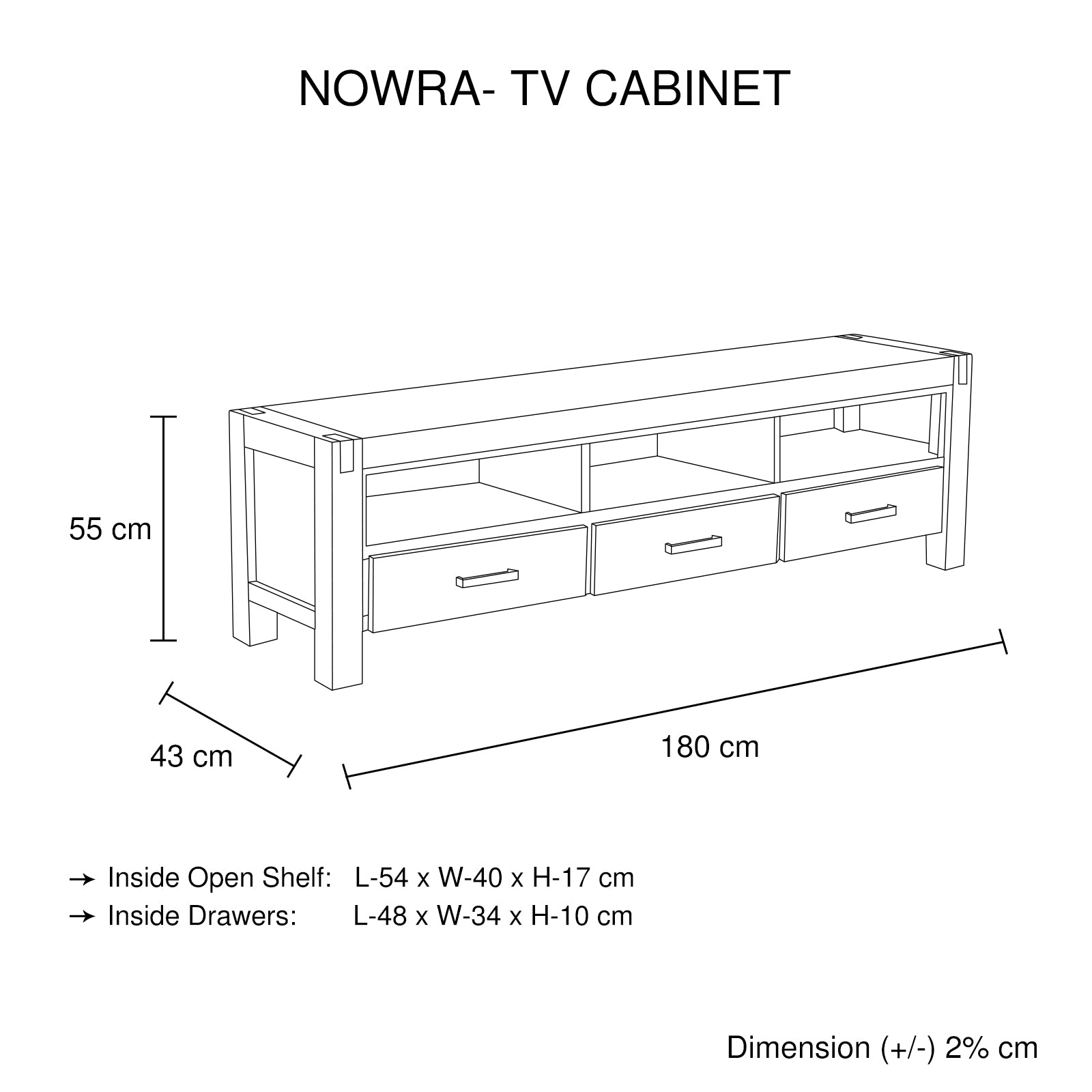 TV Cabinet with 3 Storage Drawers with Shelf Solid Acacia Wooden Frame Entertainment Unit in Chocolate Colour 7