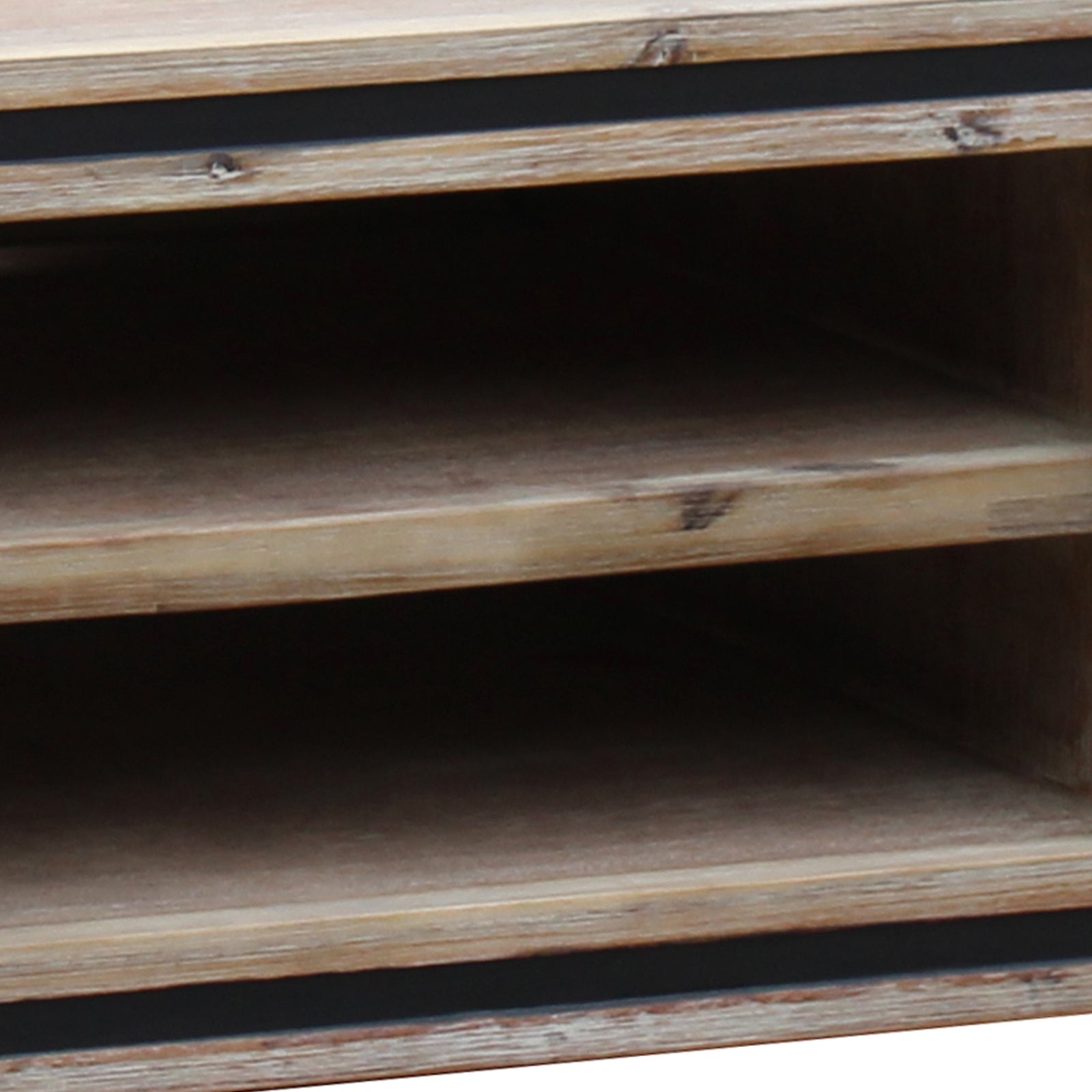 TV Cabinet with 2 Storage Drawers Cabinet Solid Acacia Wooden Entertainment Unit in Sliver Bruch Colour 4