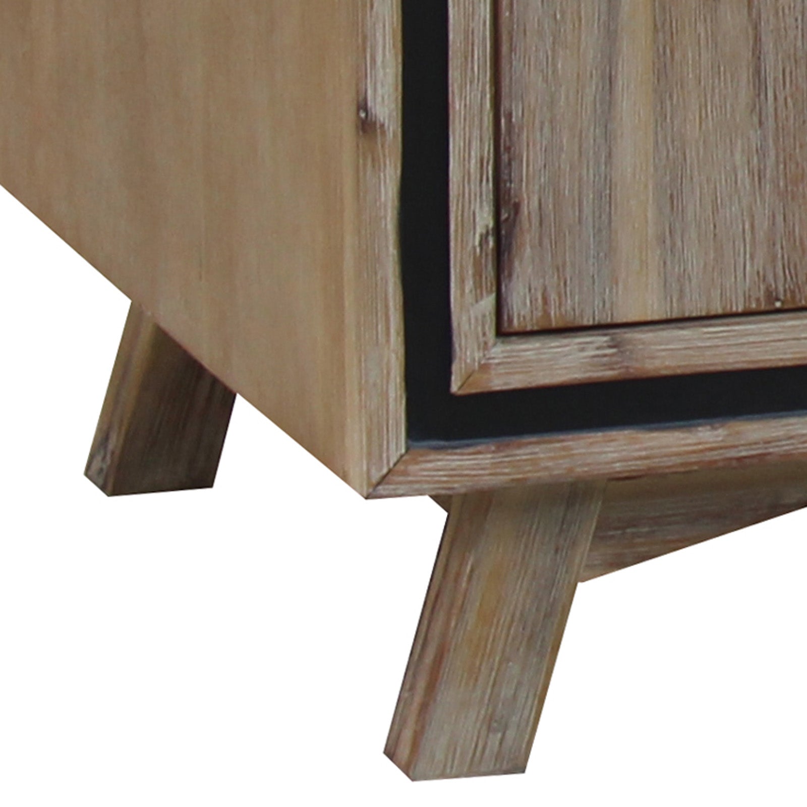 TV Cabinet with 2 Storage Drawers Cabinet Solid Acacia Wooden Entertainment Unit in Sliver Bruch Colour 5