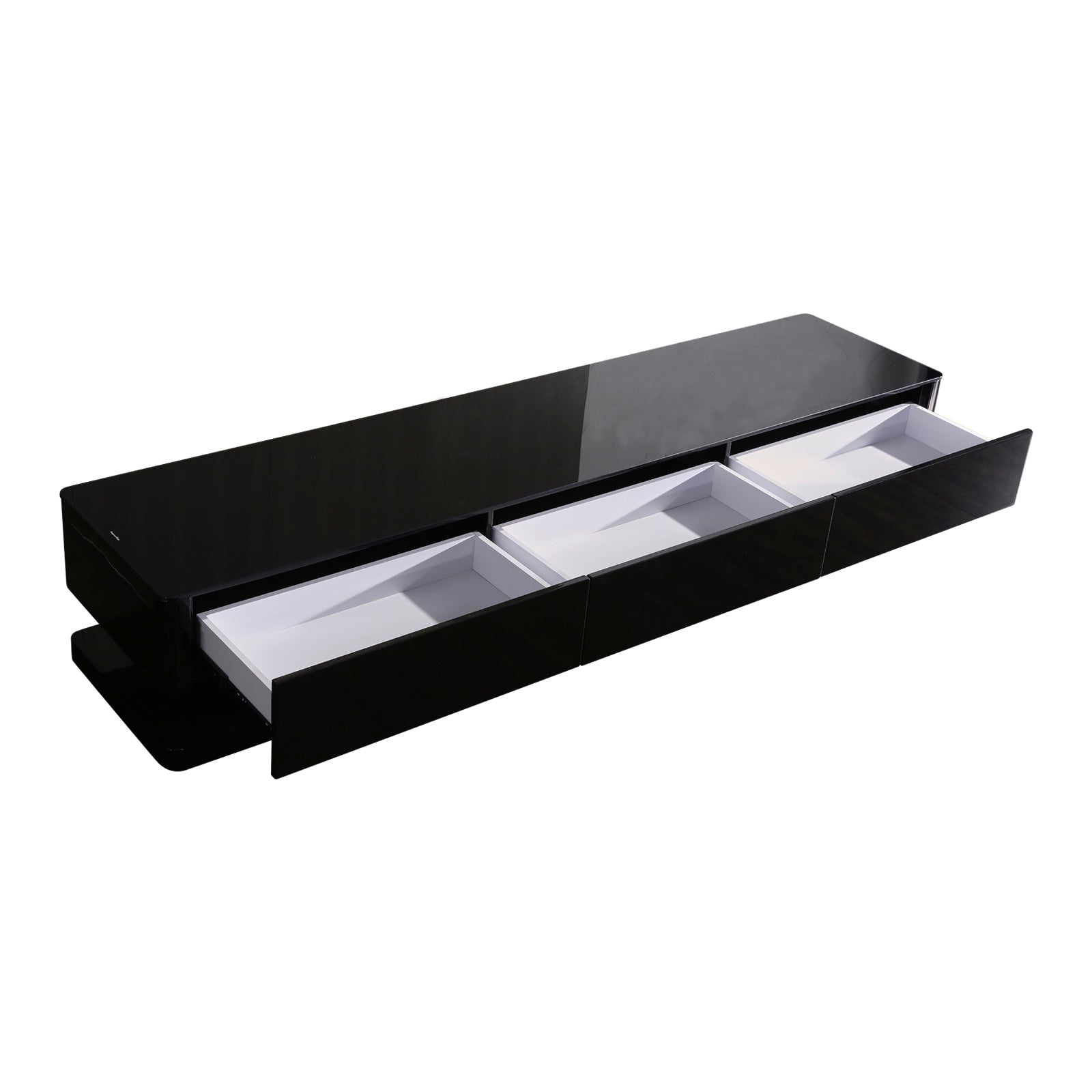 TV Cabinet with 3 Storage Drawers With High Glossy Assembled Entertainment Unit in Black colour 3