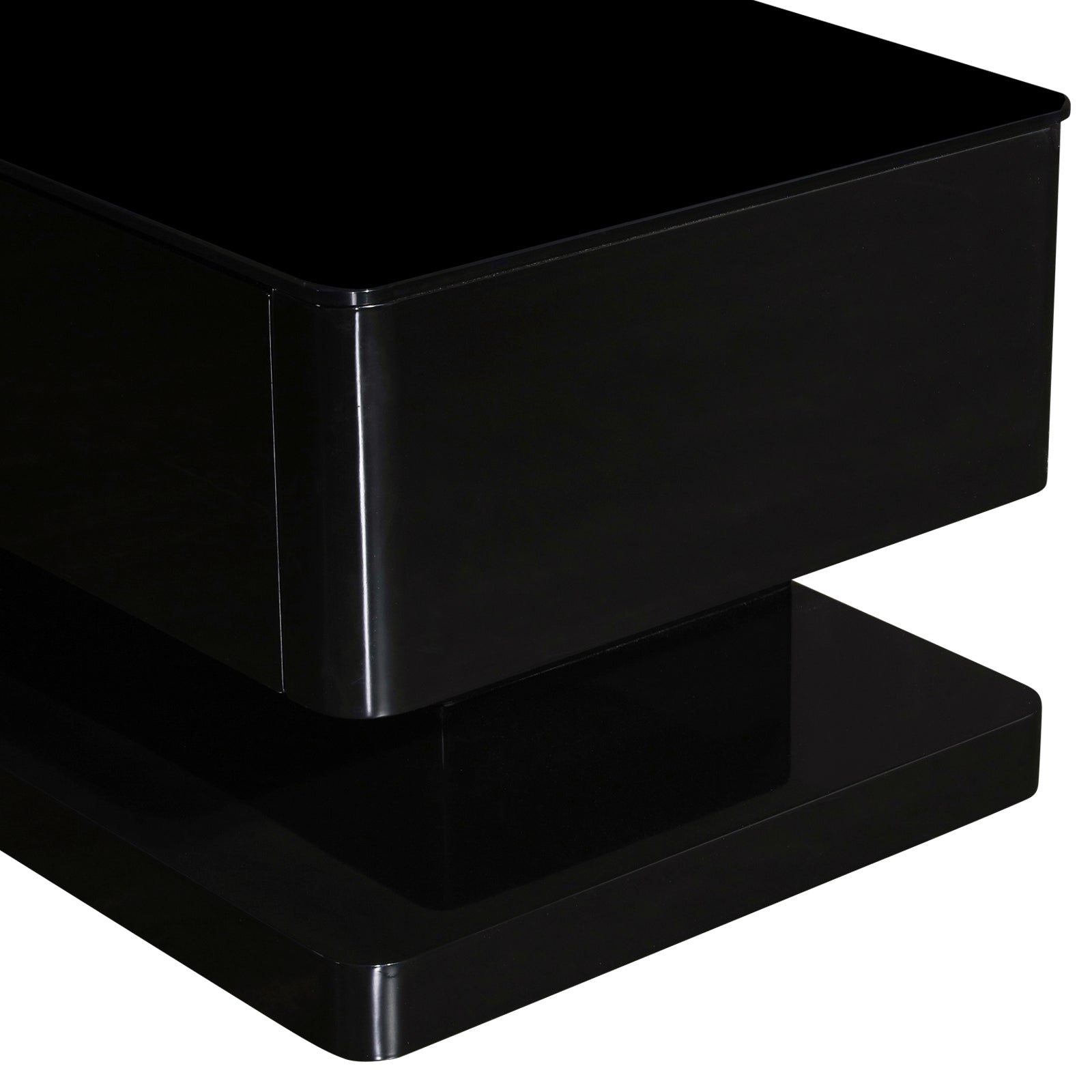 TV Cabinet with 3 Storage Drawers With High Glossy Assembled Entertainment Unit in Black colour 5