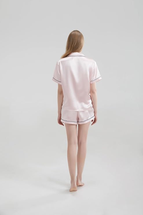 Silk Short Pyjama Set - Pink, Medium - Soft & Luxurious Sleepwear for Relaxation - Breathable Comfort for Restful Nights 4