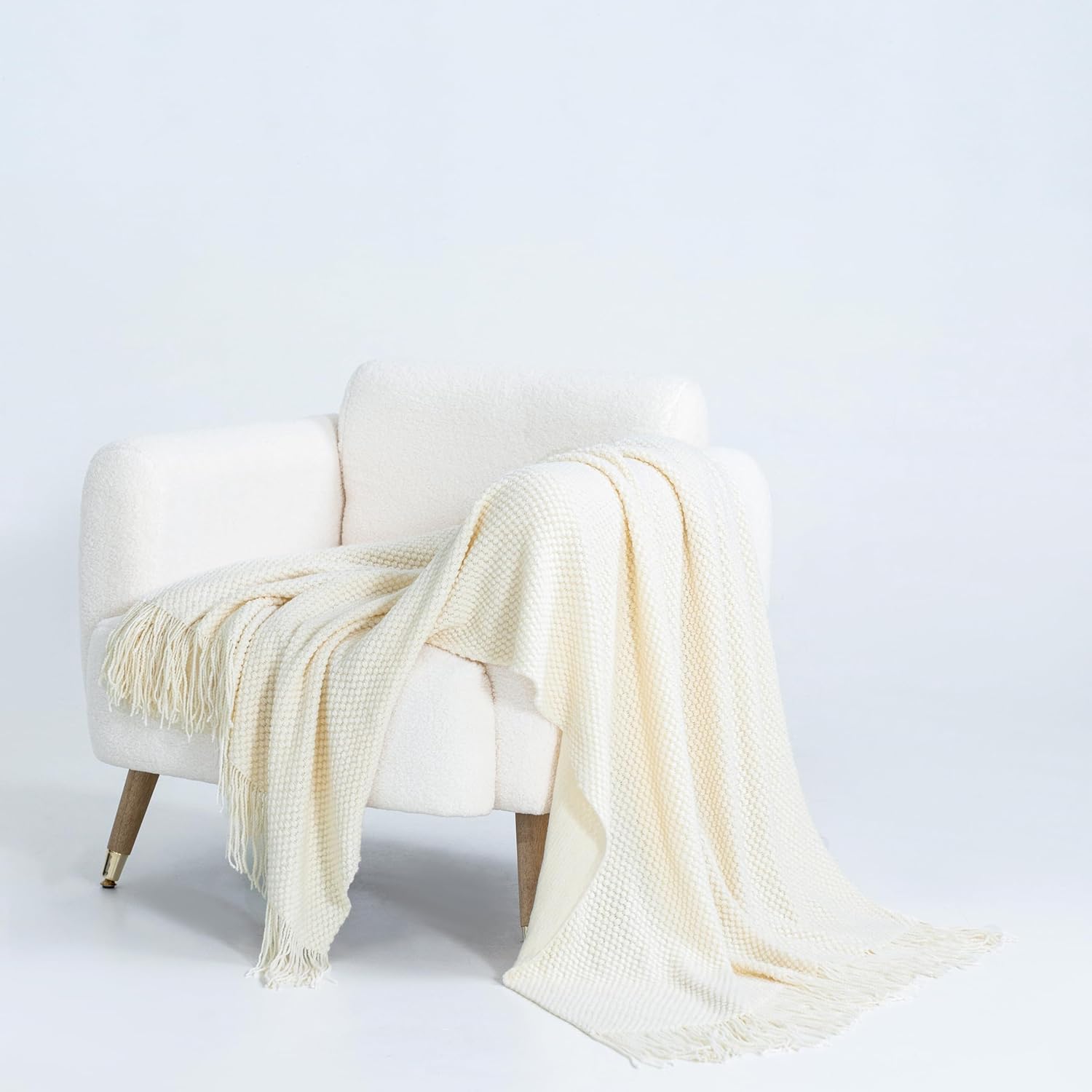 Micro Plush Knitted Woven Throw Blanket - Snow 3