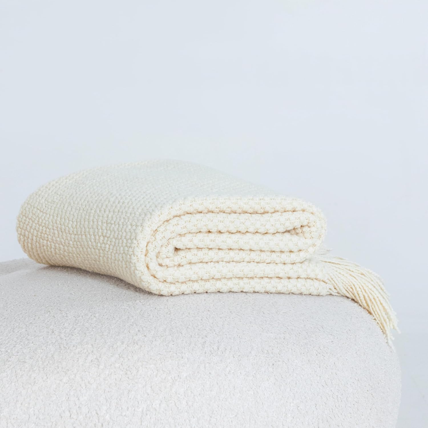 Micro Plush Knitted Woven Throw Blanket - Snow 6