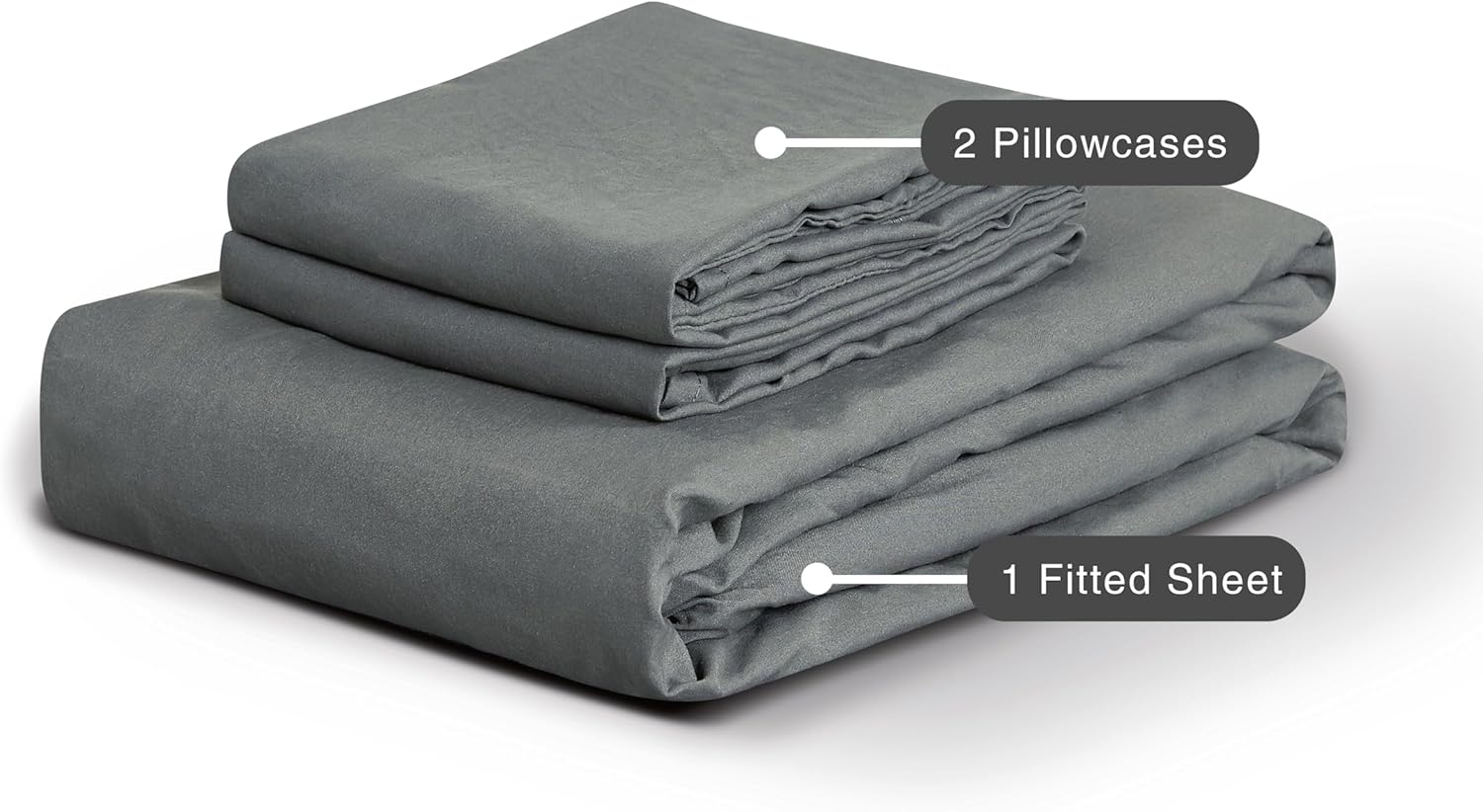 100% Vintage Washed Microfibre Fitted Sheet Set – Ultra Soft & Lightweight All-Season Fitted Sheet with 1 Pillowcase (Grey, Single Size) 7