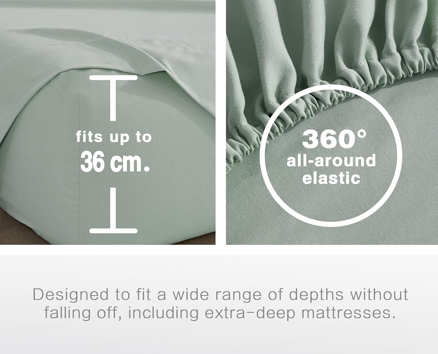 100% Vintage Washed Microfibre Fitted Sheet Set – Ultra Soft & Lightweight All-Season Fitted Sheet with 1 Pillowcase (Sage, Single Size)