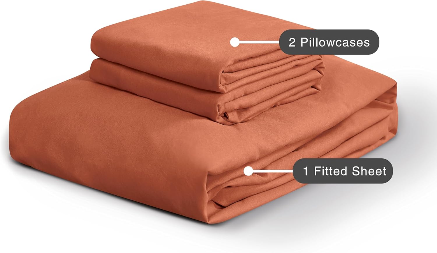 100% Vintage Washed Microfibre Fitted Sheet Set – Ultra Soft & Lightweight All-Season Fitted Sheet with 1 Pillowcase (Terracotta, Single Size) 7