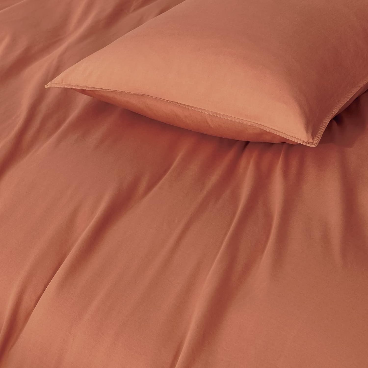 100% Cotton Vintage Washed Bed Quilt Cover Set - Brick - Single 3