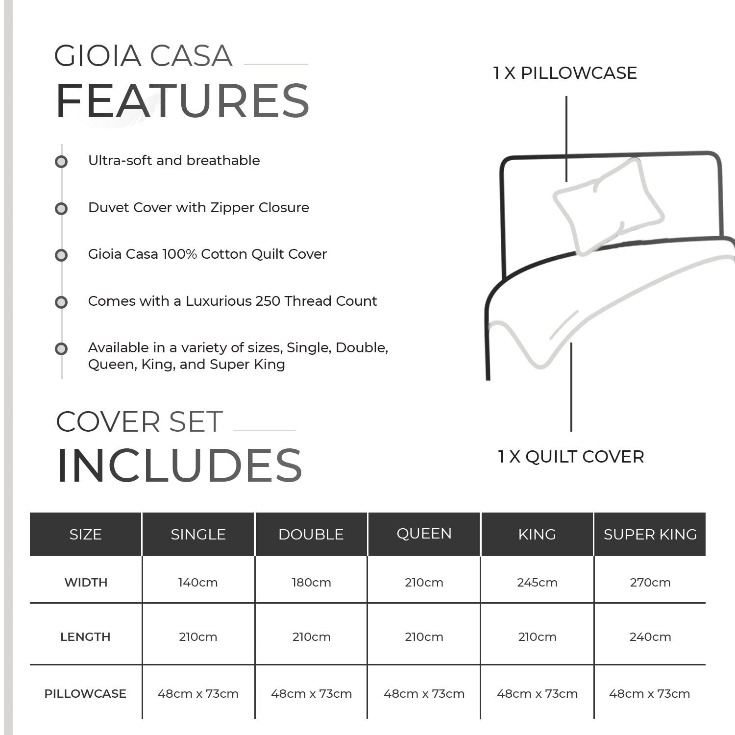 100% Cotton Vintage Washed Bed Quilt Cover Set - White - Single 10