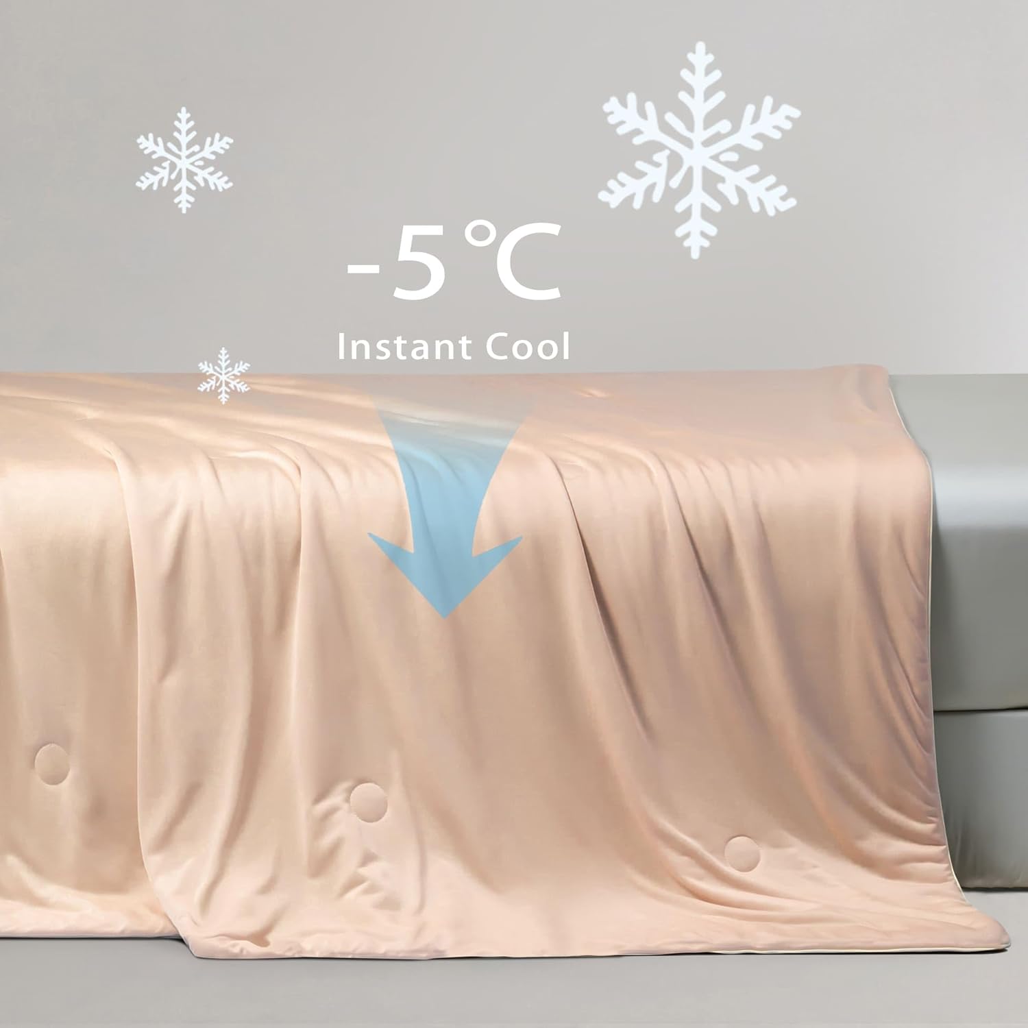 Ice Cooling Reversible Summer Comforter Blanket (Orange and Blue, Single/Double) 3