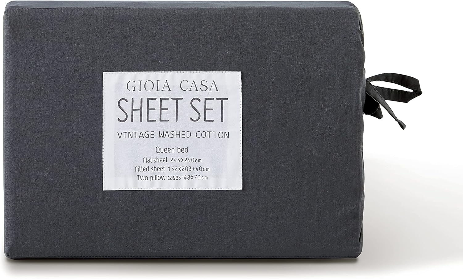 Vintage Washed 100% Cotton Sheet Set with 1 Pillowcases - Charcoal - Single 5