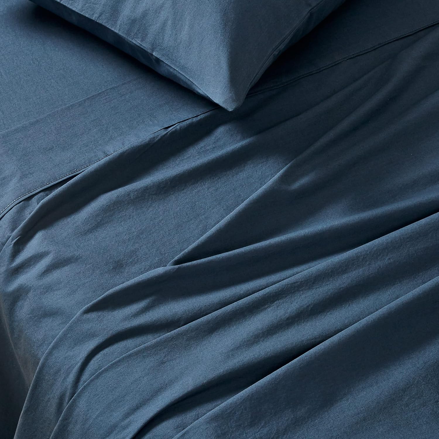 Vintage Washed 100% Cotton Sheet Set with 1 Pillowcases - Dark Indigo -Single 3