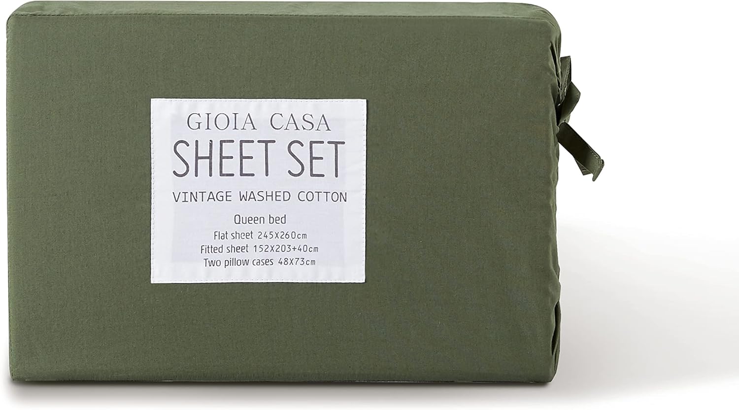 Vintage Washed 100% Cotton Sheet Set with 1 Pillowcases - Khaki Green - Single 5