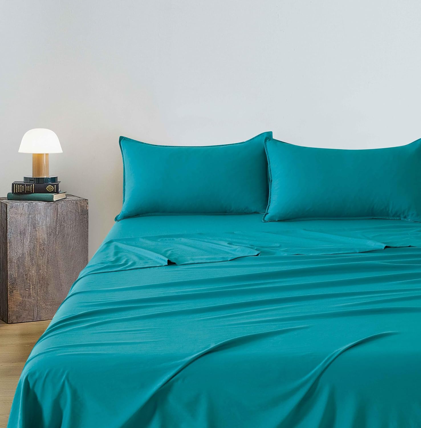 Vintage Washed Microfibre Sheet Set (Teal, Single)
