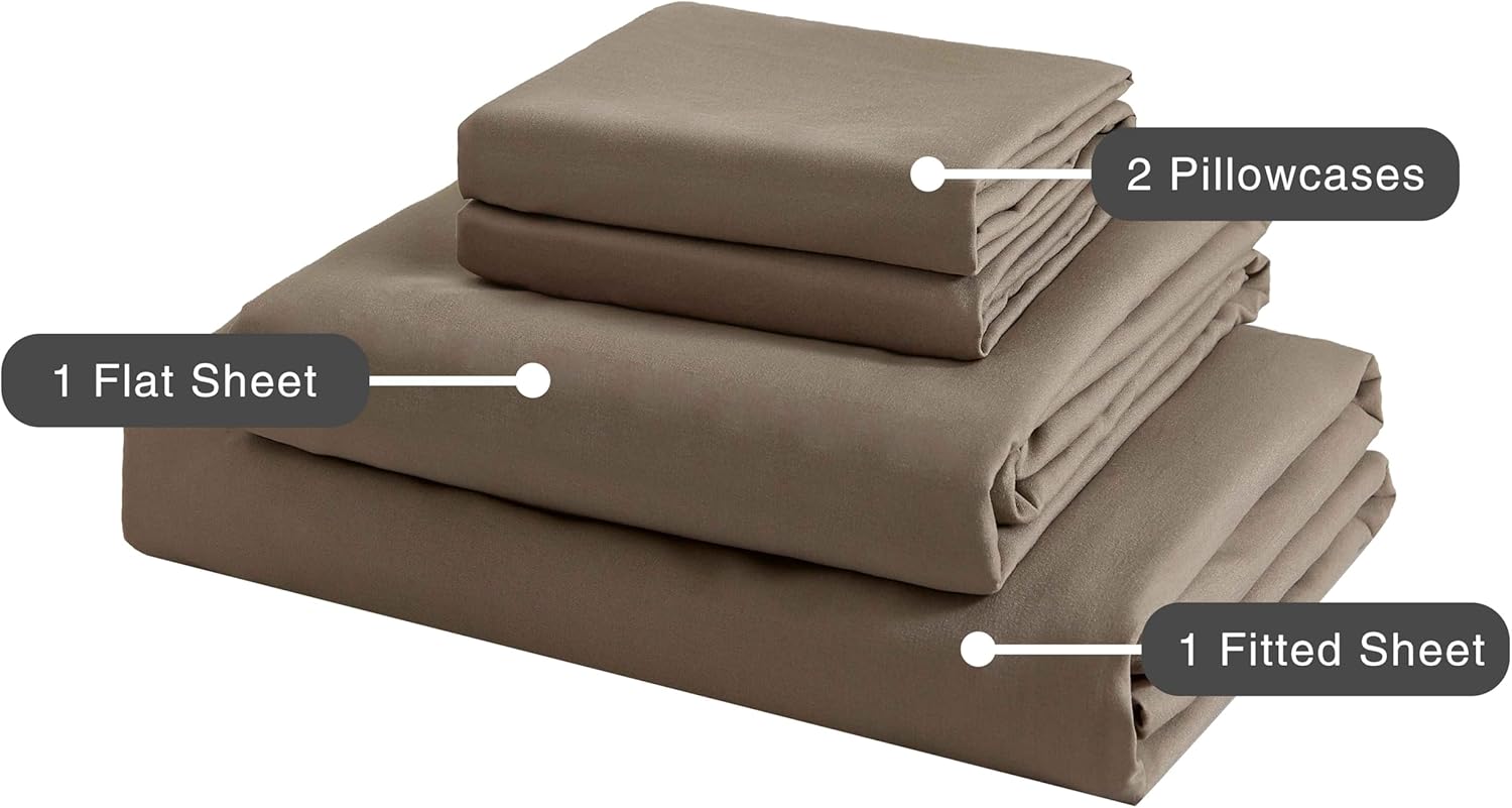 Vintage Washed Microfibre Sheet Set (Truffle, Single) 4