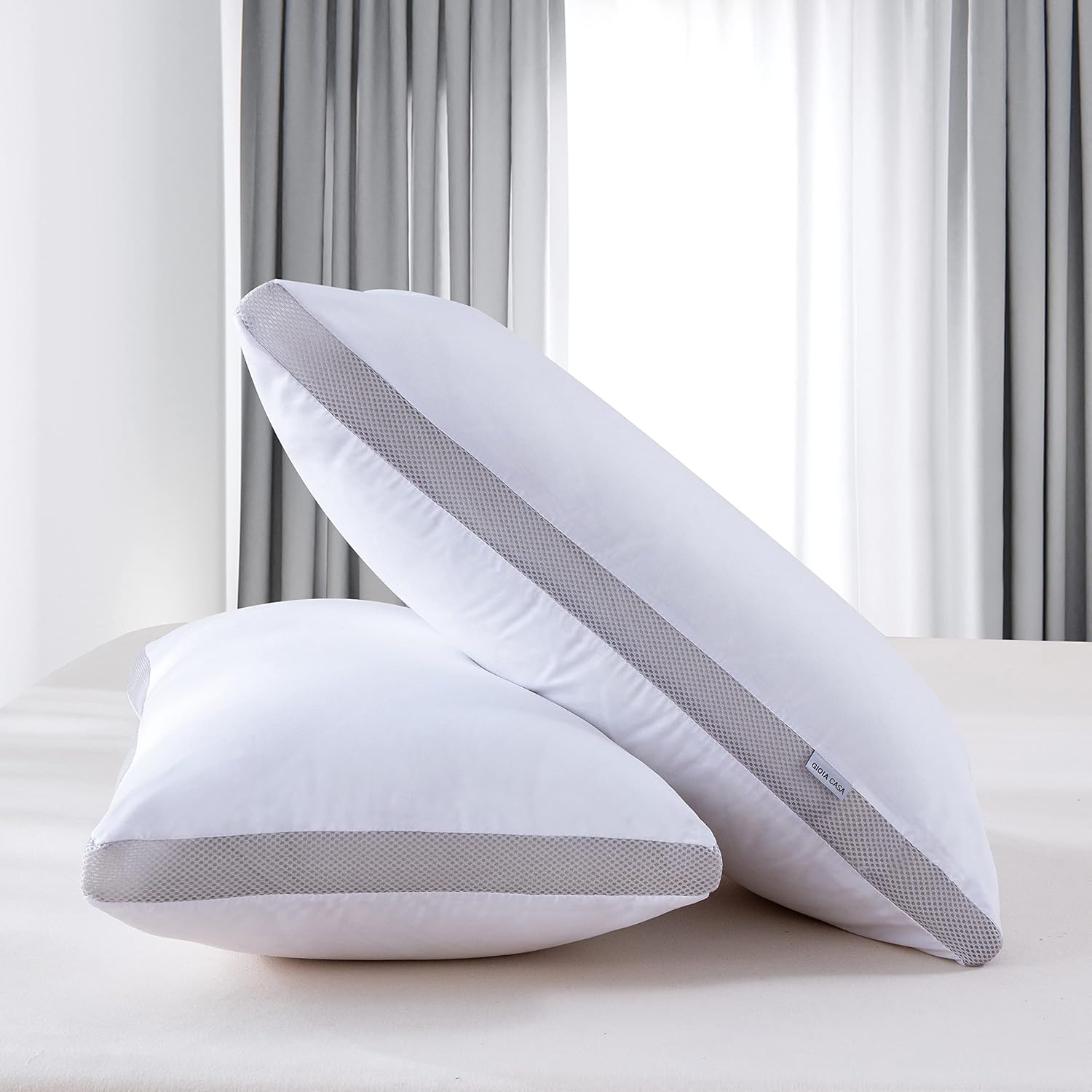 Bamboo Cooling Pillows Twin Pack - Luxury Plush Down-Like Microfibre Pillows for Bedding - Ultra Soft, Comfy & Breathable Standard Pillows 9