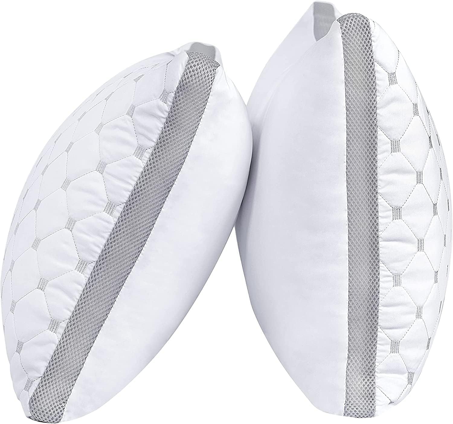 Premium Bamboo Cooling Twin Pack Plush Down-Like Pillows - Medium to High Profile (2PCS) - with Free 2 Quilted Pillow Protectors (Improved Version) 4