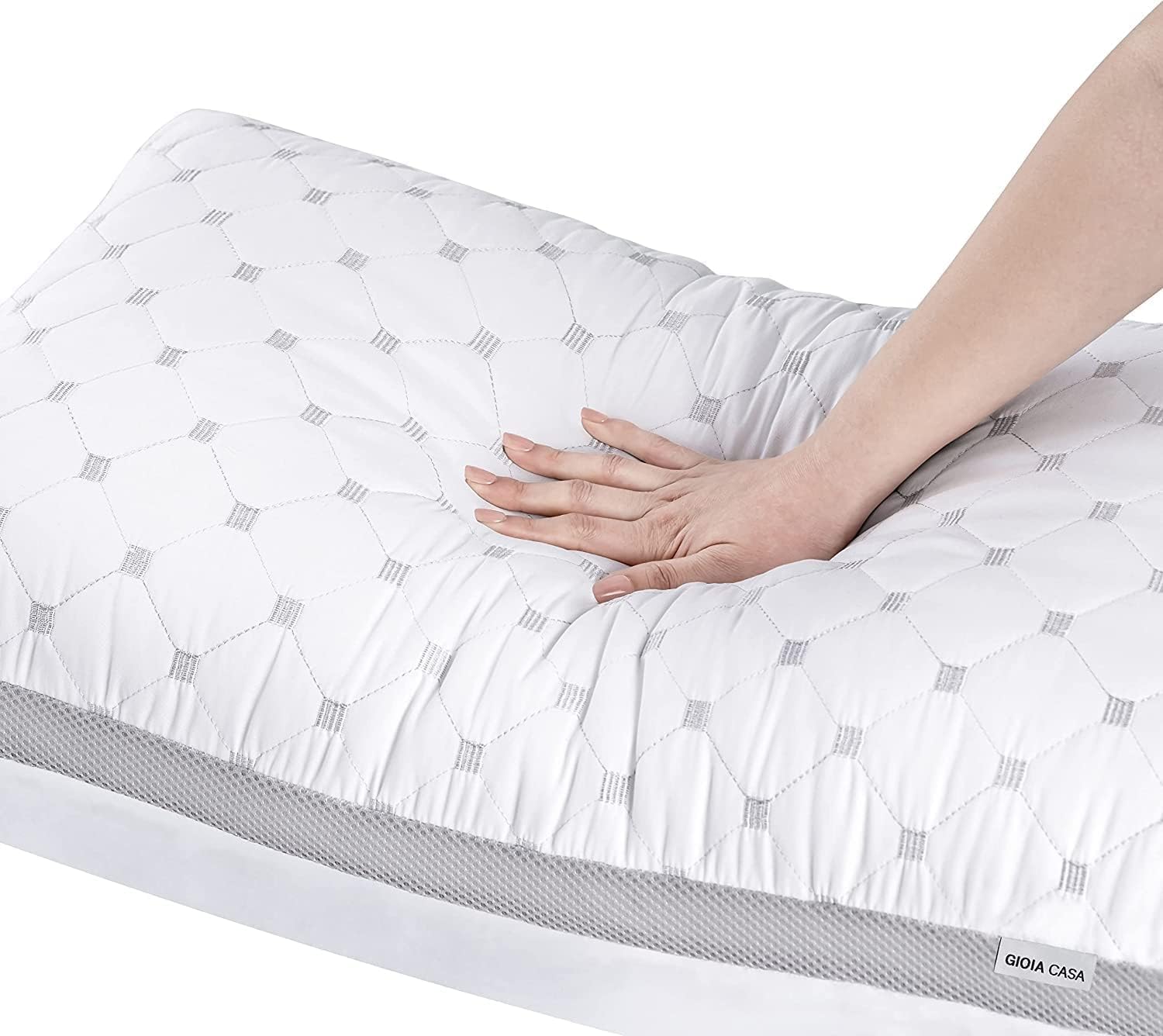 Premium Bamboo Cooling Twin Pack Plush Down-Like Pillows - Medium to High Profile (2PCS) - with Free 2 Quilted Pillow Protectors (Improved Version) 5