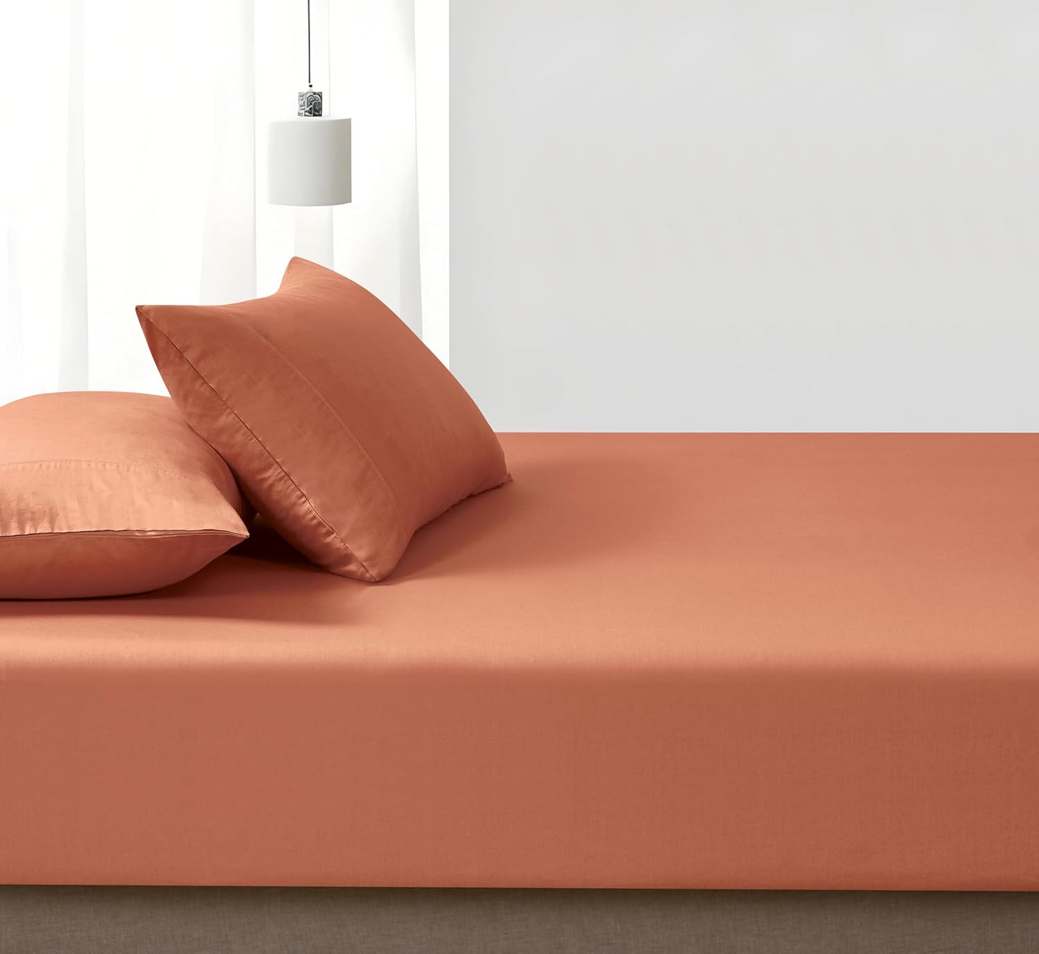 100% Vintage Washed Cotton Fitted Sheet Combo Set – 100% Natural Cotton, Ultra Soft & Breathable – Includes Fitted Sheet & Pillowcases – Machine Washable (Brick, Double) 3