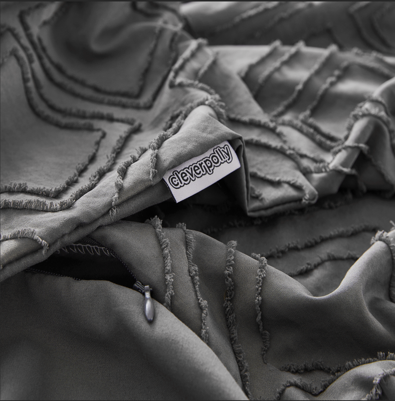 100% Premium Tufted Microfibre Quilt Cover Set - Ultra-Soft, Durable Embroidery Bedding Comforter Set - Machine Washable & Zipper Closure - Smoke - Double 7