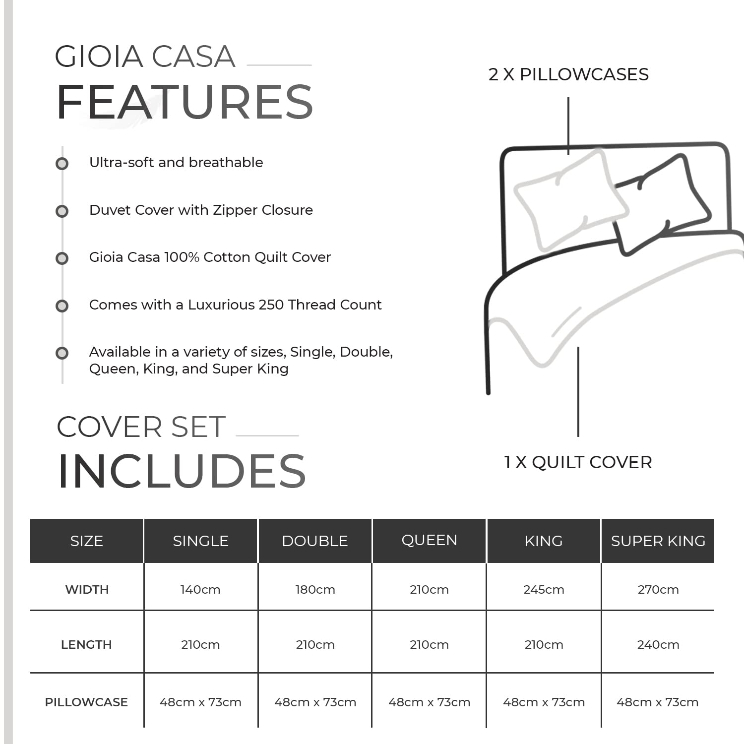 100% Cotton Vintage Washed Bed Quilt Cover Set - White - Double Size 10