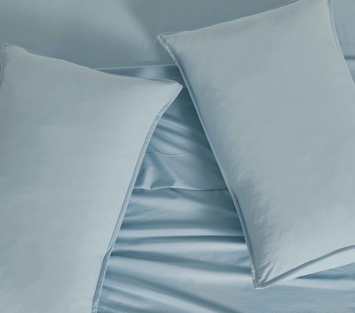 Vintage Washed Microfibre Sheet Set (Blue, Double) 3