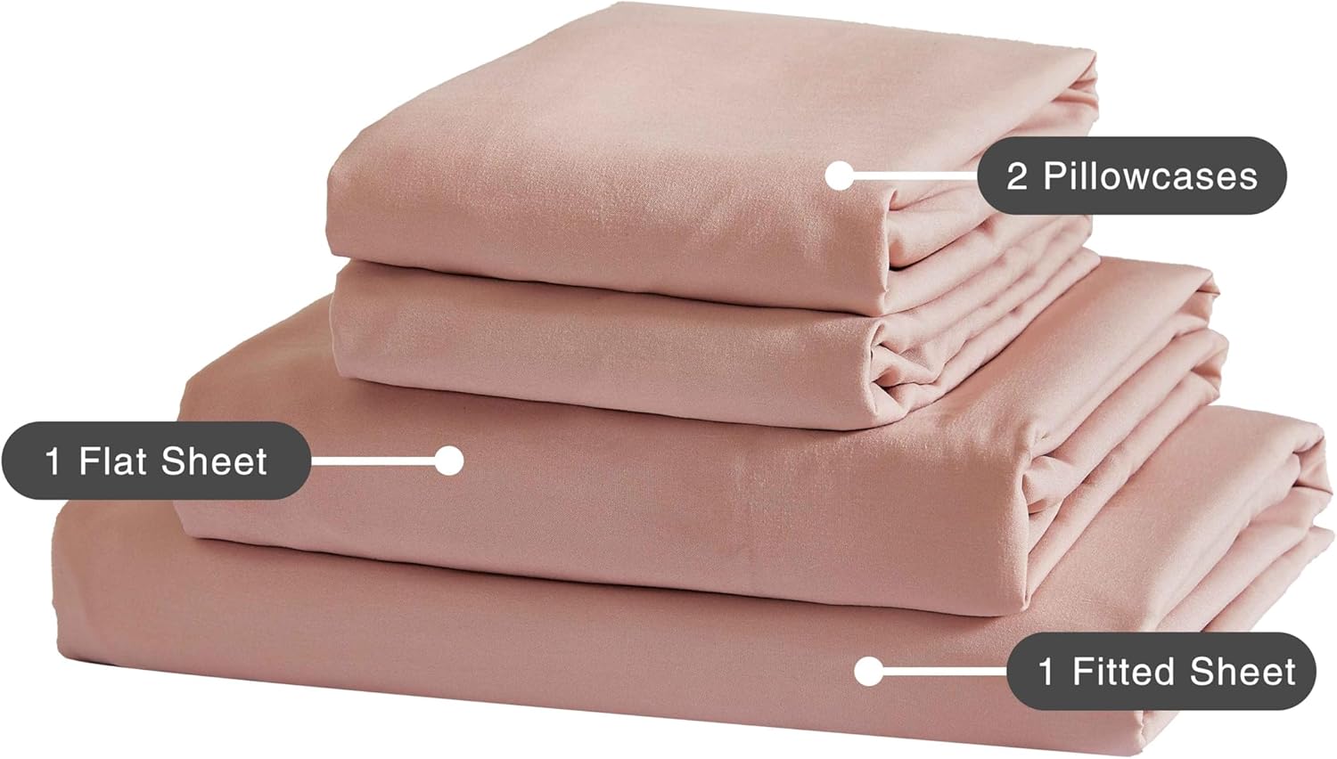 Vintage Washed Microfibre Sheet Set (Pink, Double) 3