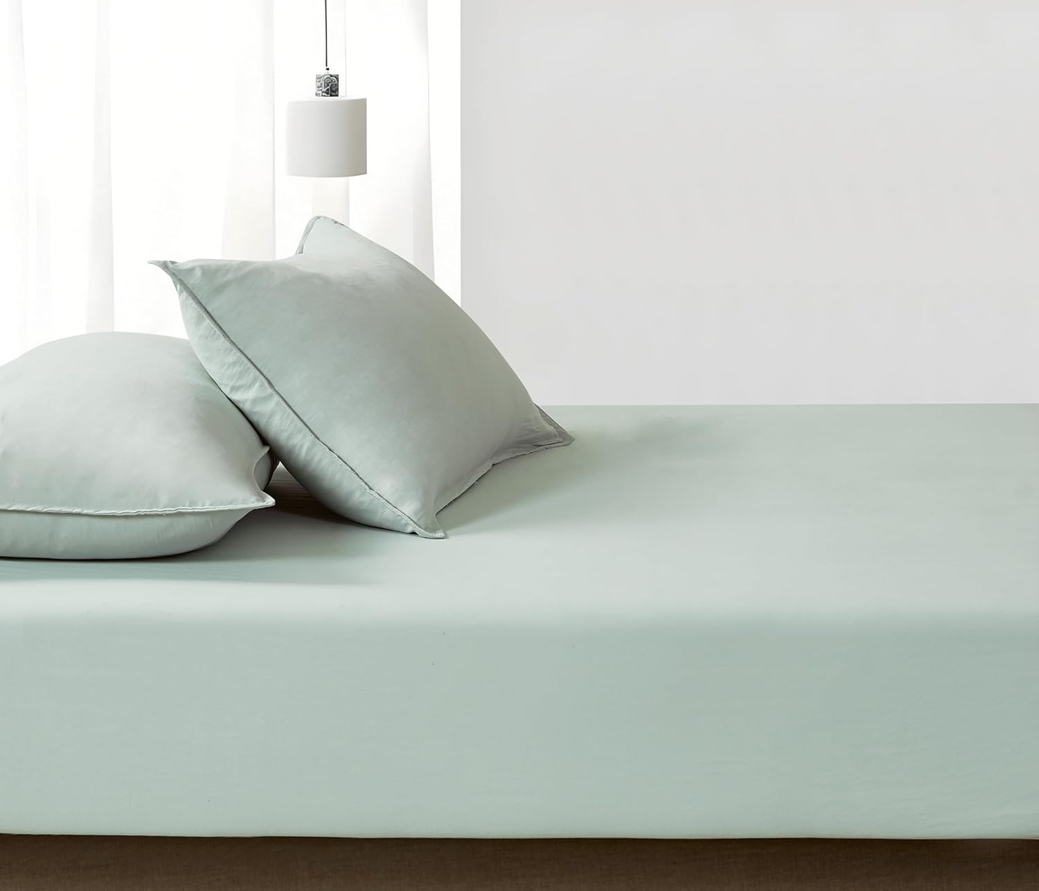 100% Vintage Washed Microfibre Fitted Sheet Set – Ultra Soft & Lightweight All-Season Fitted Sheet with 2 Pillowcases (Sage, Queen Size) 4