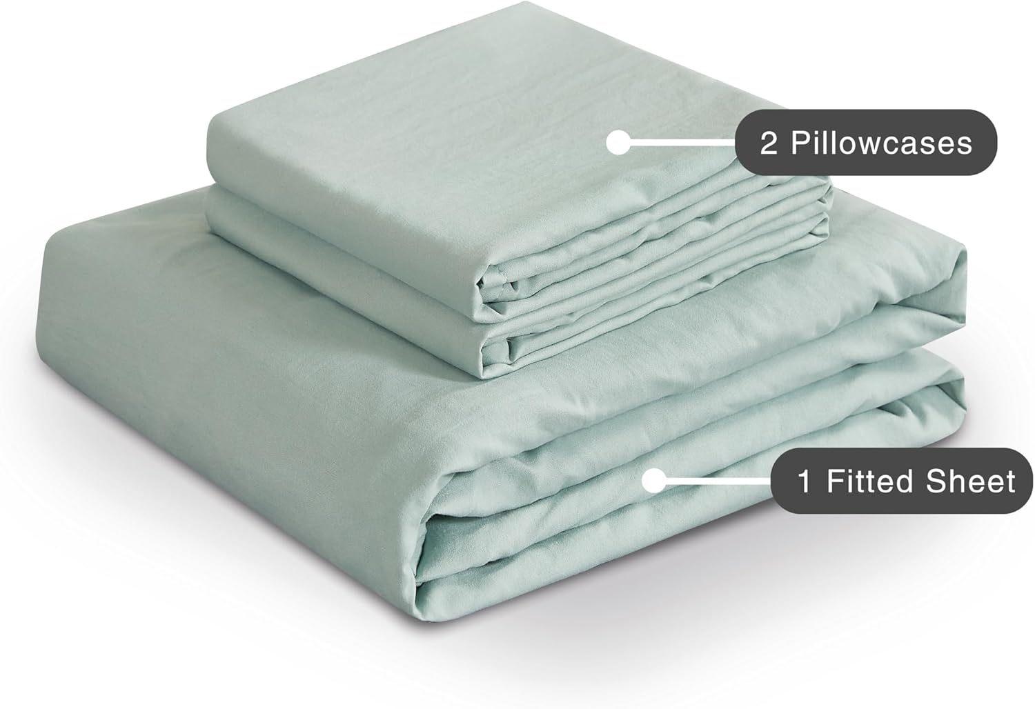 100% Vintage Washed Microfibre Fitted Sheet Set – Ultra Soft & Lightweight All-Season Fitted Sheet with 2 Pillowcases (Sage, Queen Size) 7
