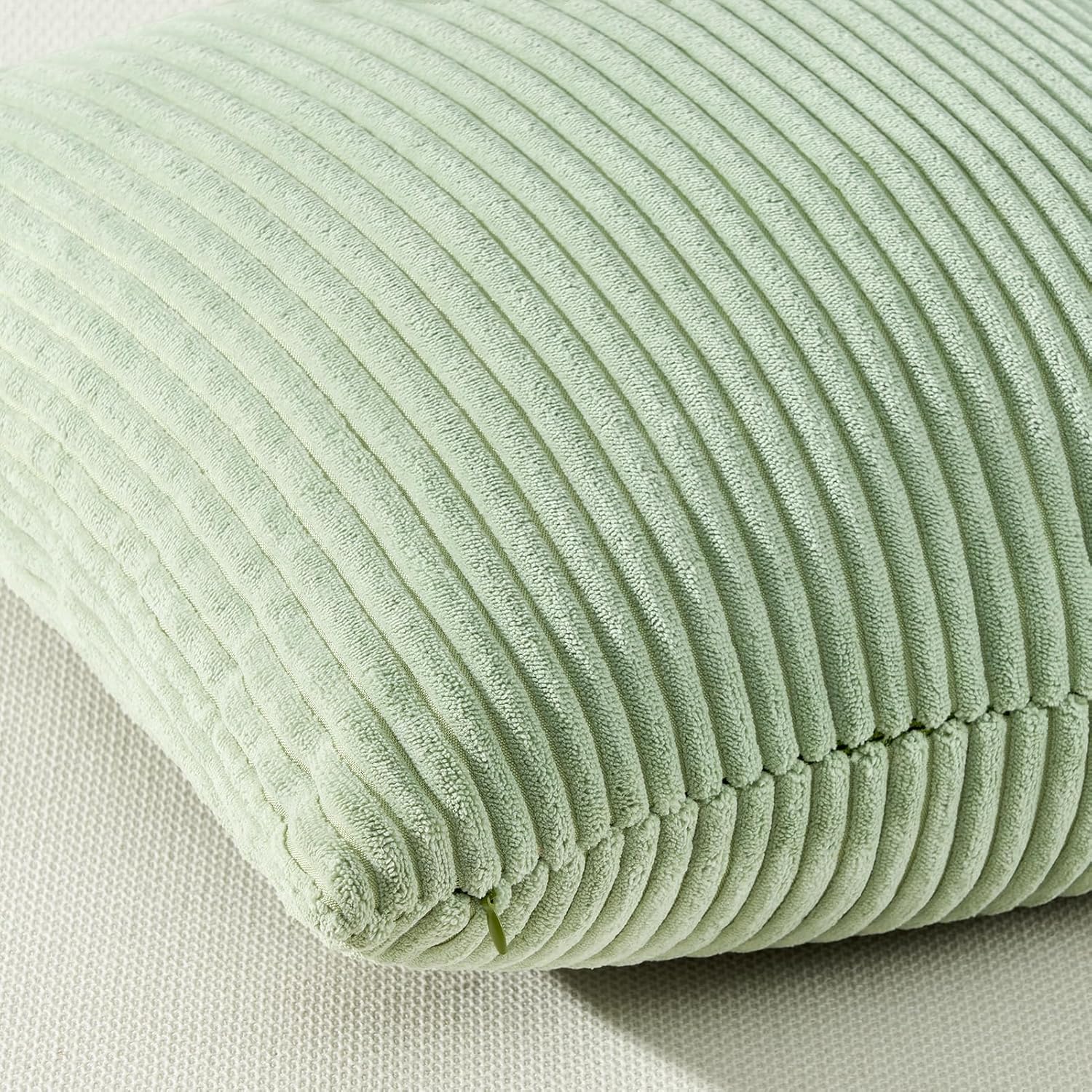 Corduroy Velvet Cushion Covers - Soft Velvet Fabric with Hidden Zipper - Stylish Mix of Green Shades, 45cm x 45cm (Pack of 4) 3