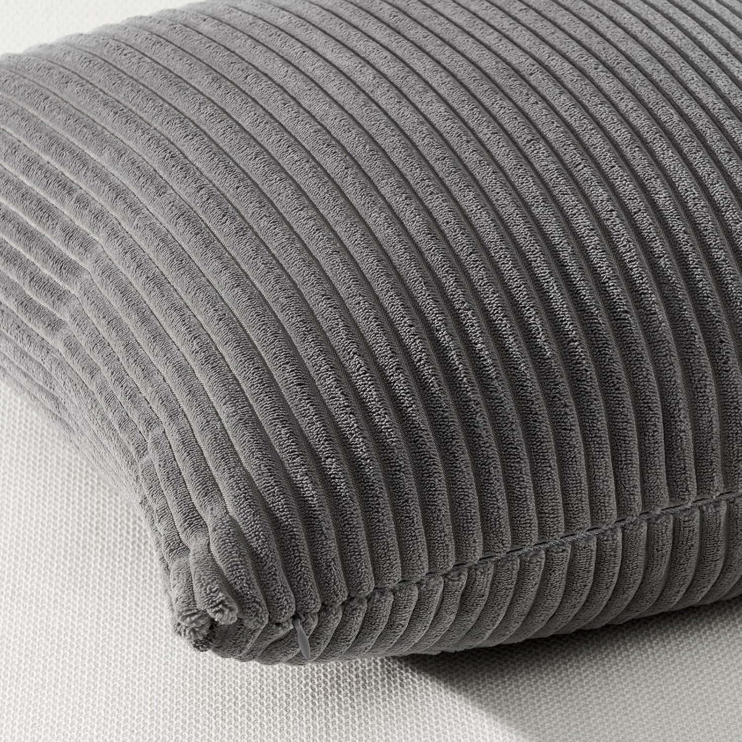 Corduroy Velvet Cushion Covers - Soft Velvet Fabric with Hidden Zipper - Stylish Mix of Grey Shades, 45cm x 45cm (Pack of 4) 5