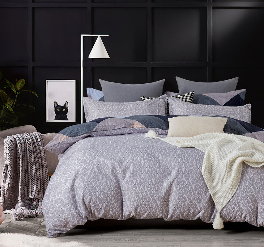 Microfiber Reversible Quilt Cover Set - Jay - Queen Size 5