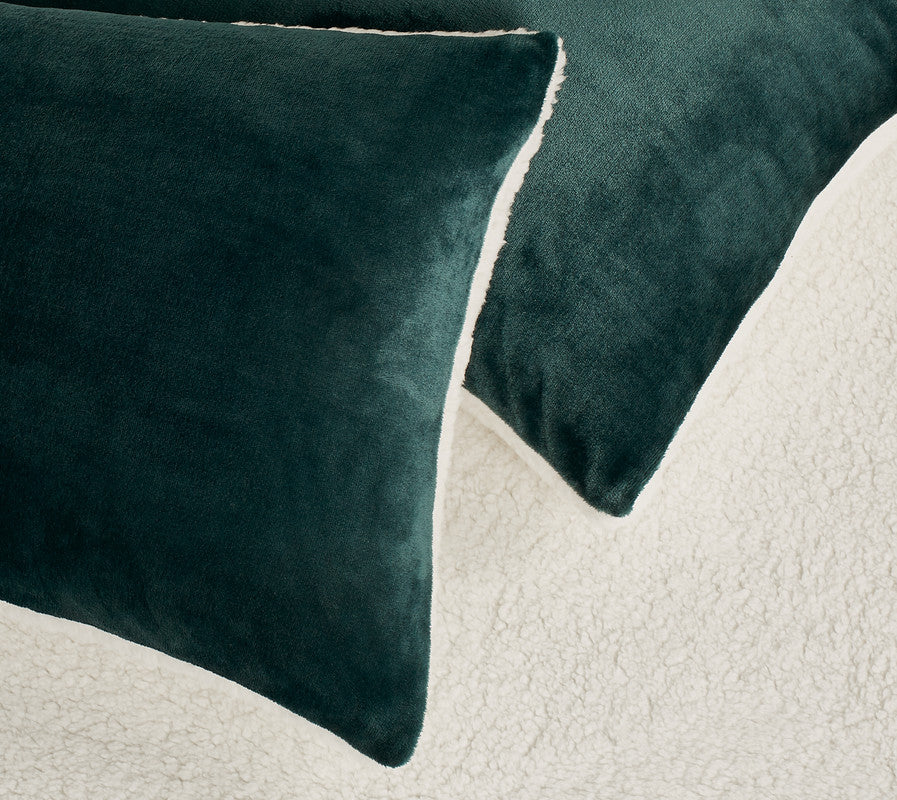 2-in-1 Teddy Sherpa Quilt Cover Set (Queen Size - Emerald Green) 6