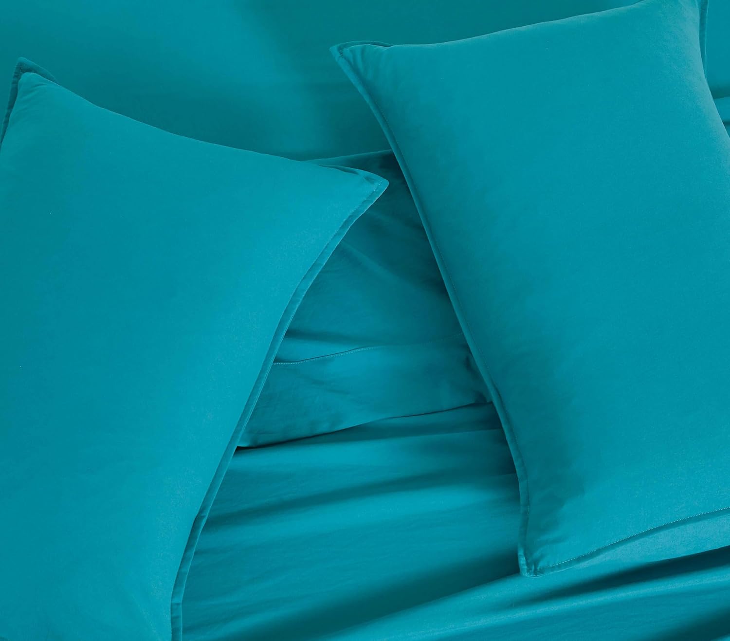 Vintage Washed Microfibre Quilt Cover Set (Teal, Queen) 3