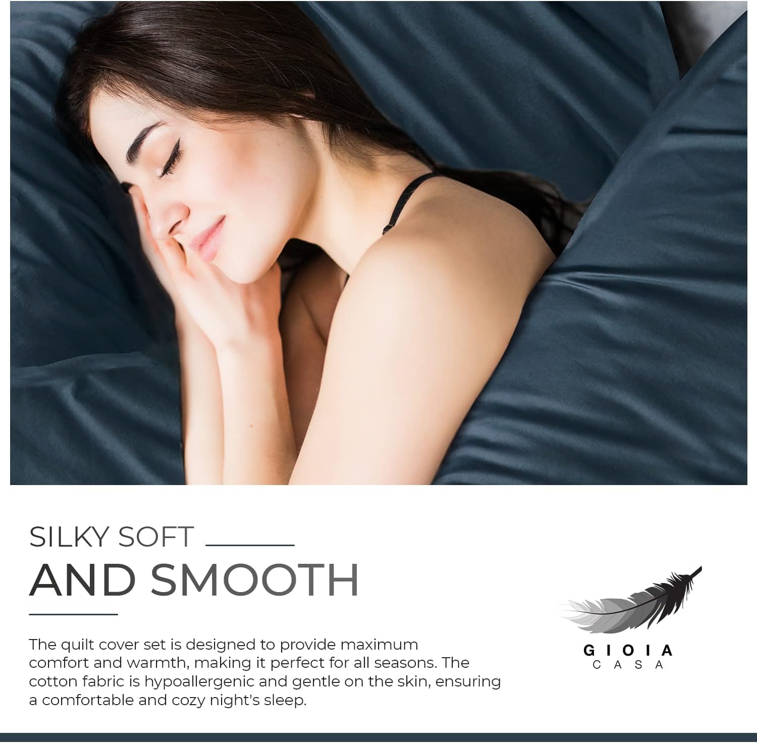 100% Cotton Vintage Washed Bed Quilt Cover Set - Dark Indigo - Queen Size 8