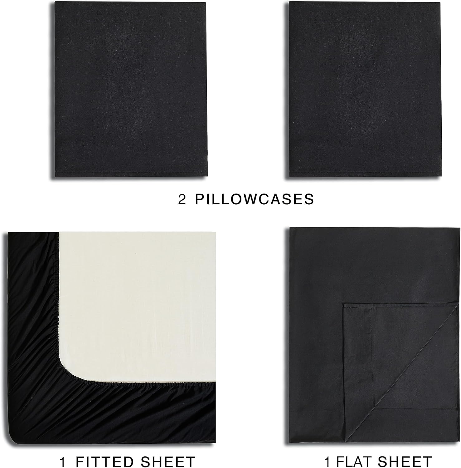 Vintage Washed Microfibre Sheet Set with 2 Pillowcases - Black - Queen 5