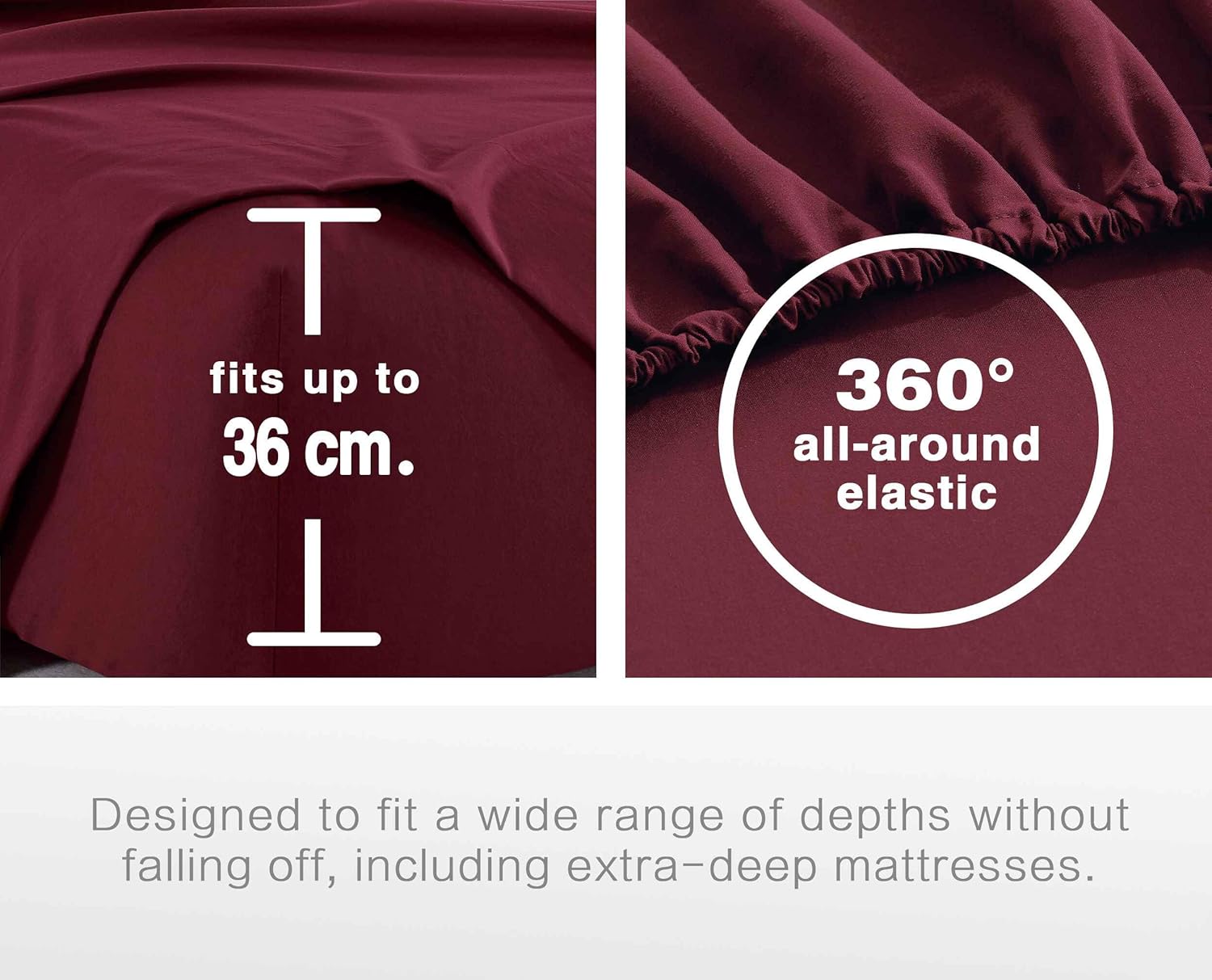 Vintage Washed Microfibre Sheet Set (Burgundy, Queen) 3