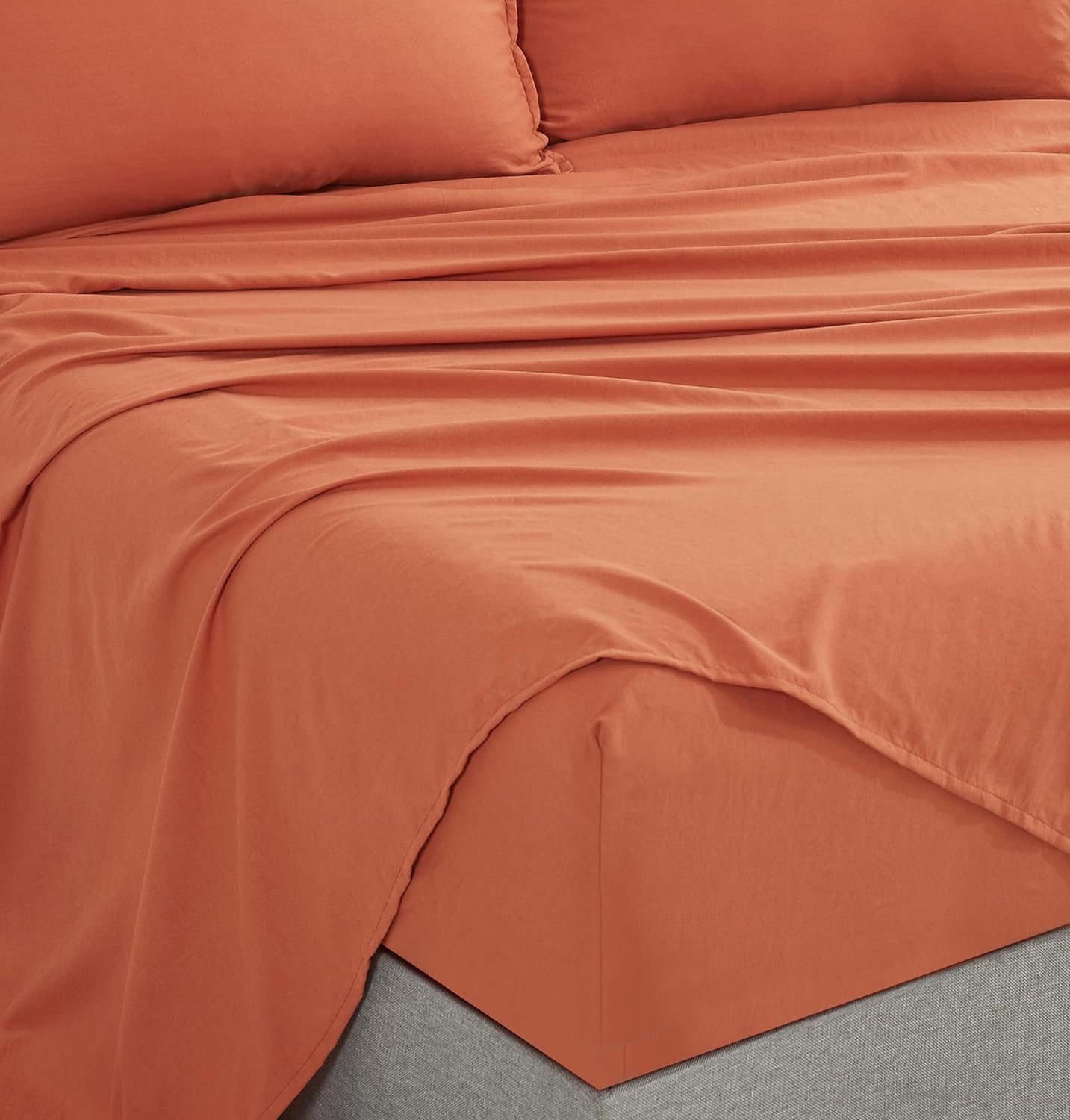 Vintage Washed Microfibre Sheet Set with 2 Pillowcases - Terracotta - Queen 5