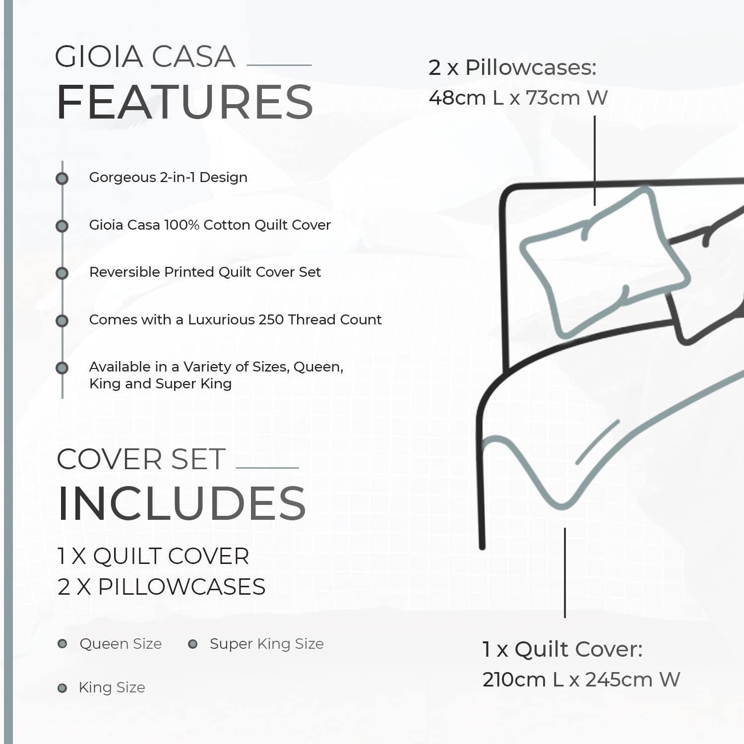 100% Cotton Nathan Reversible Printed Quilt Cover Set - King Size 8