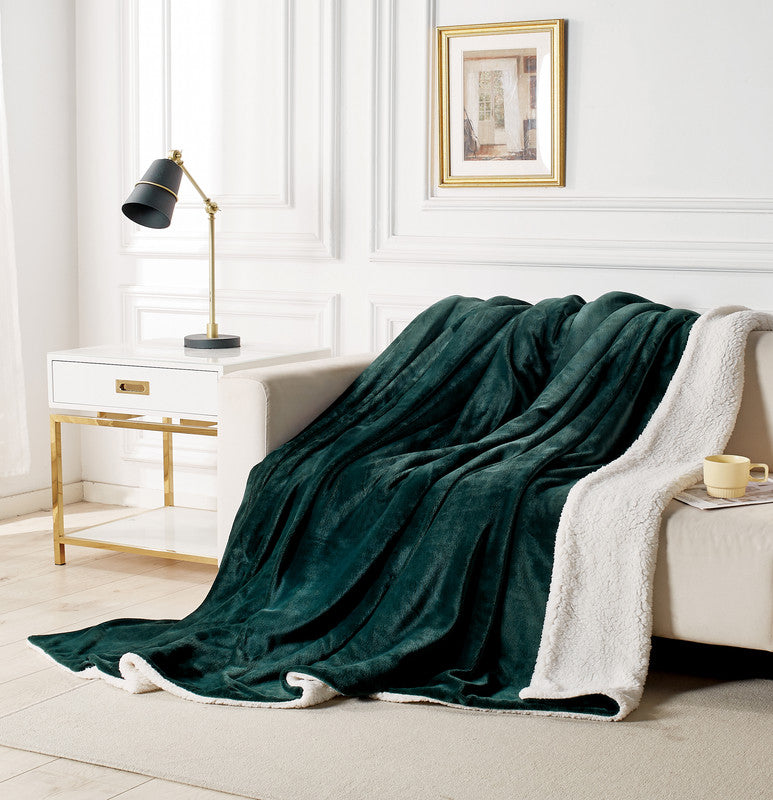 2-in-1 Teddy Sherpa Quilt Cover Set (King Size - Emerald Green)