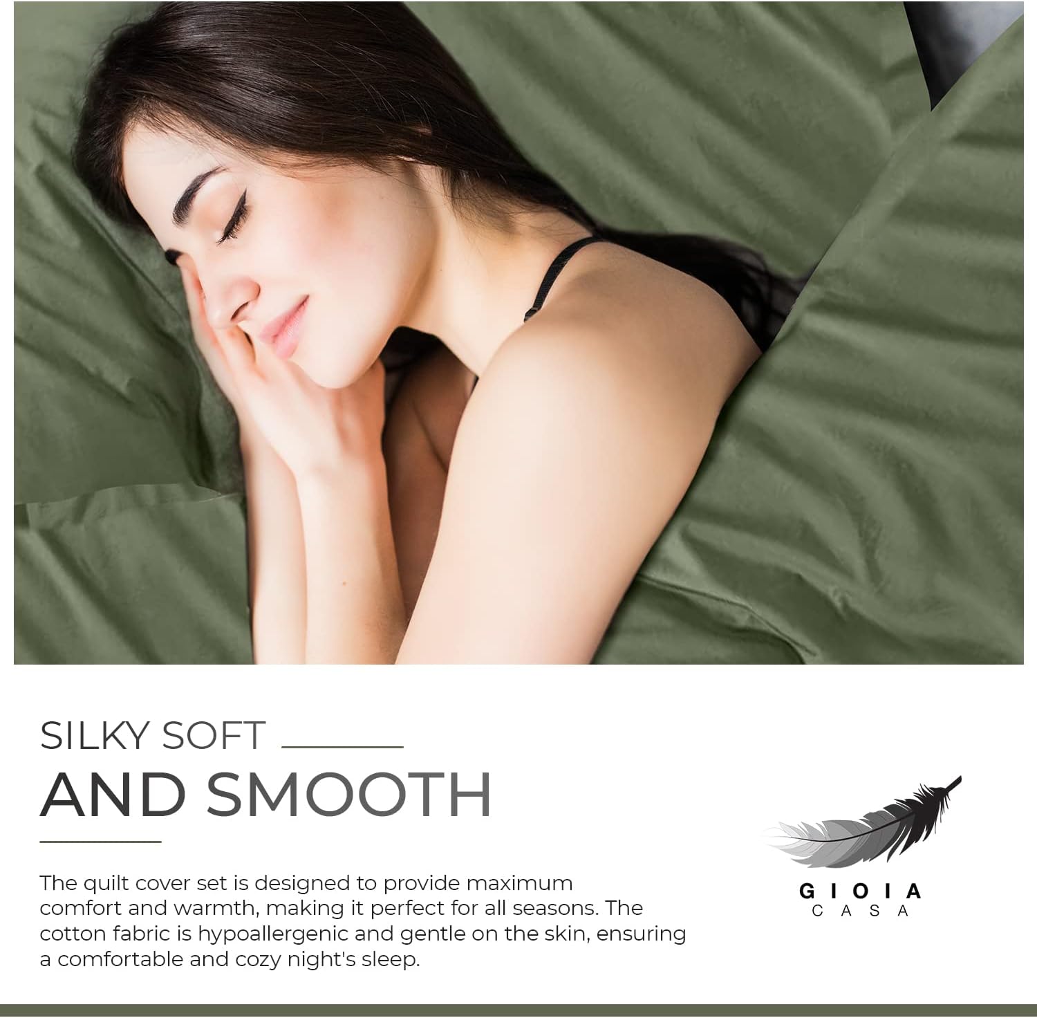 100% Cotton Vintage Washed Bed Quilt Cover Set - Khaki Green - King Size 8