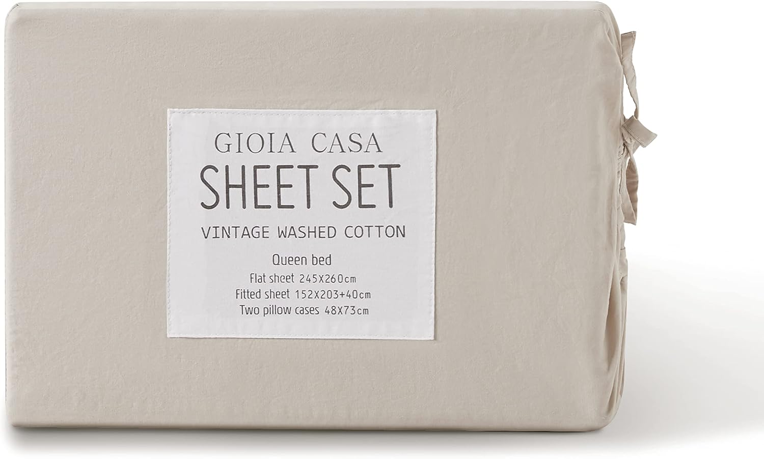 Vintage Washed 100% Cotton Sheet Set with 2 Pillowcases - Natural - King Size 5