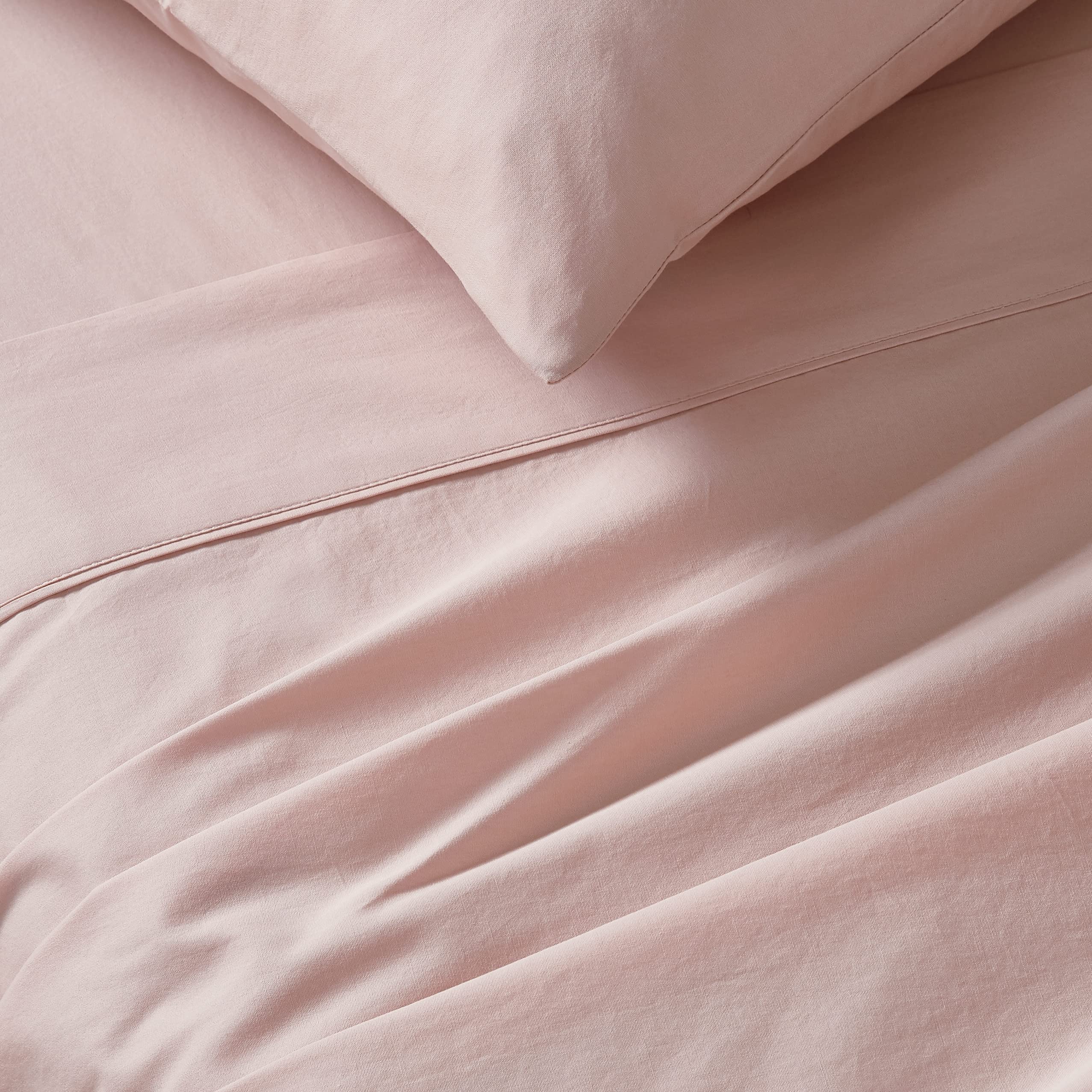 Vintage Washed 100% Cotton Sheet Set with 2 Pillowcases - Pink - King Size