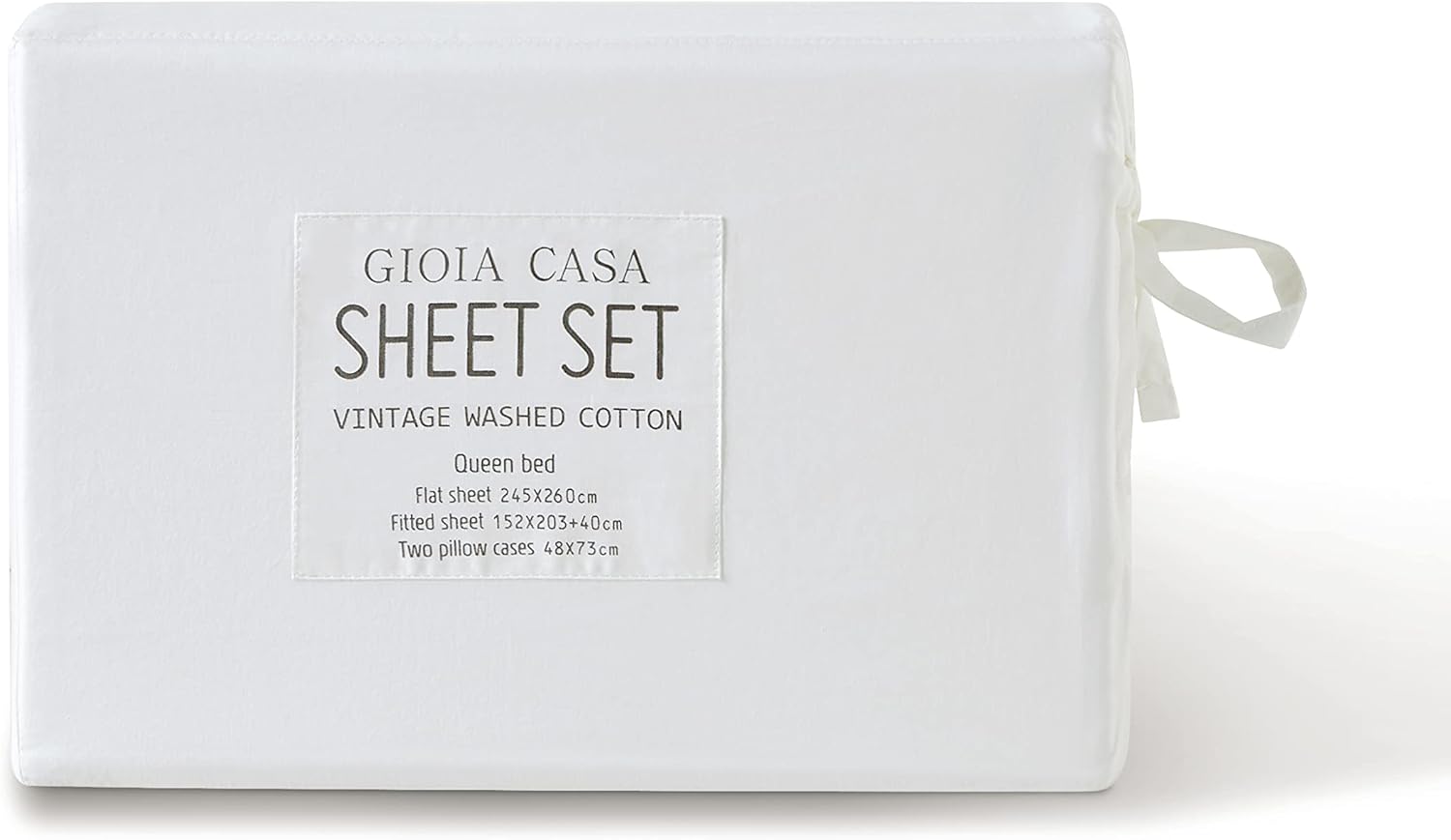 Vintage Washed 100% Cotton Sheet Set with 2 Pillowcases - White - King Size 5