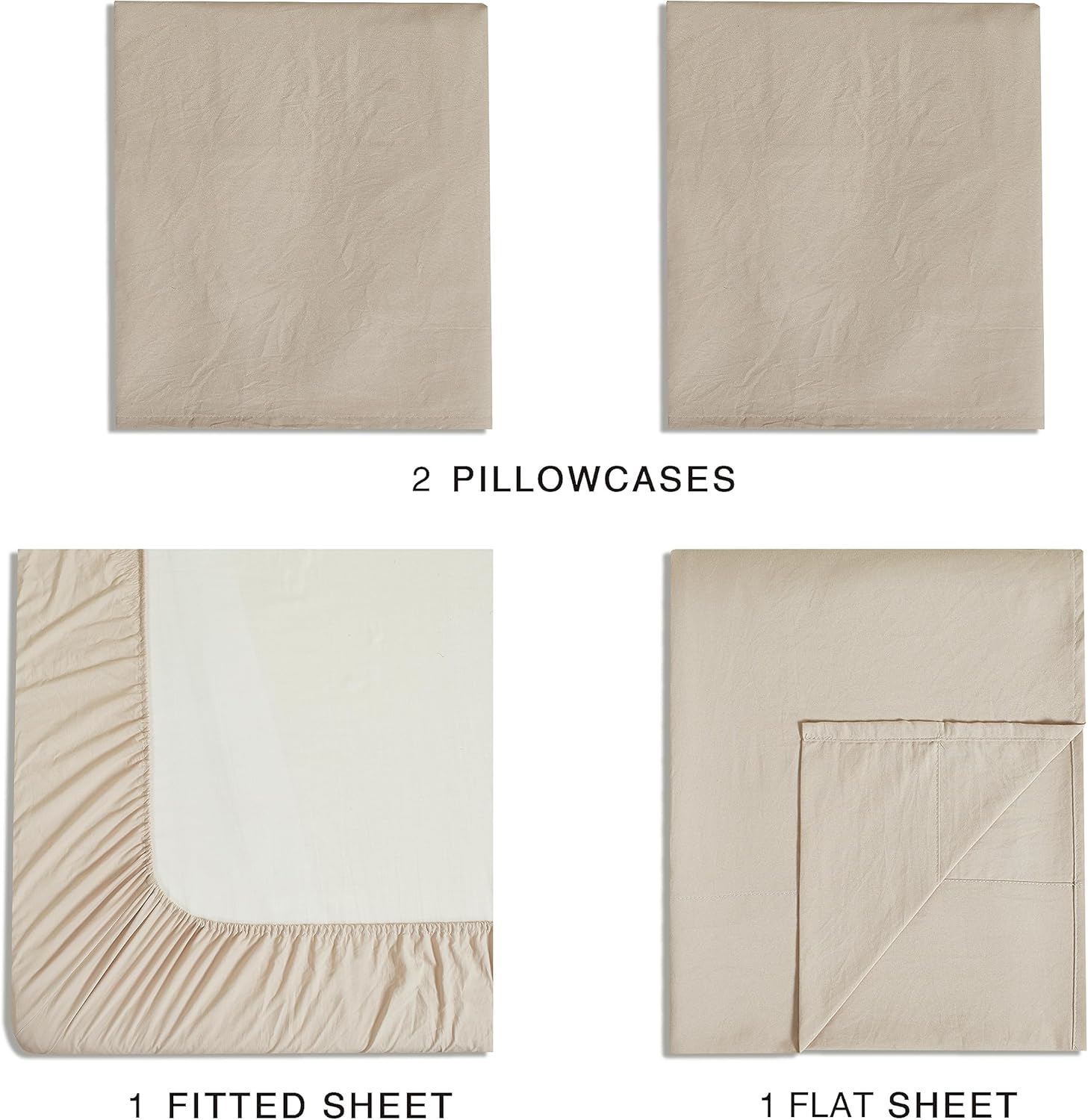 Vintage Washed Microfibre Sheet Set with 2 Pillowcases - Linen - King 4