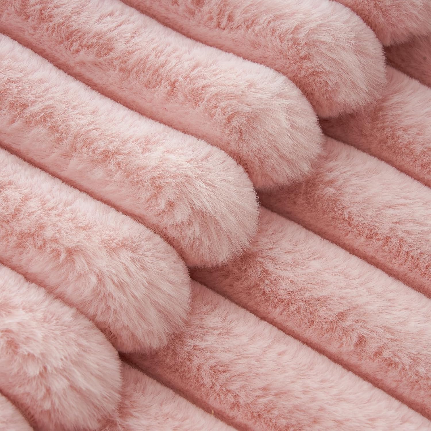 Faux Fur Cushion Covers - Chunky Embossed Flannel with Hidden Zipper - Pink, 45cm x 45cm (Pack of 2) 4
