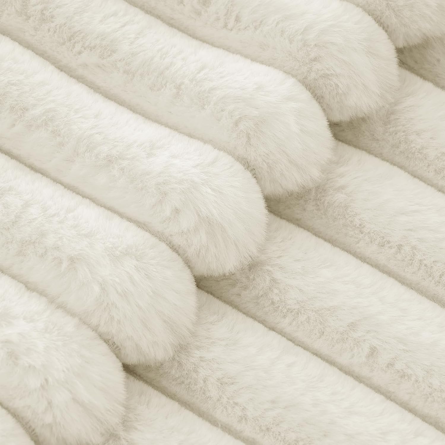 Faux Fur Cushion Covers - Chunky Embossed Flannel with Hidden Zipper - Snow, 45cm x 45cm (Pack of 2) 3