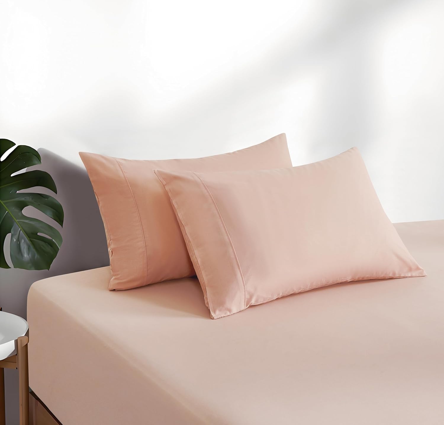 100% Vintage Washed Cotton Fitted Sheet Combo Set – 100% Natural Cotton, Ultra Soft & Breathable – Includes Fitted Sheet & Pillowcases – Machine Washable (Pink, King Single) 3