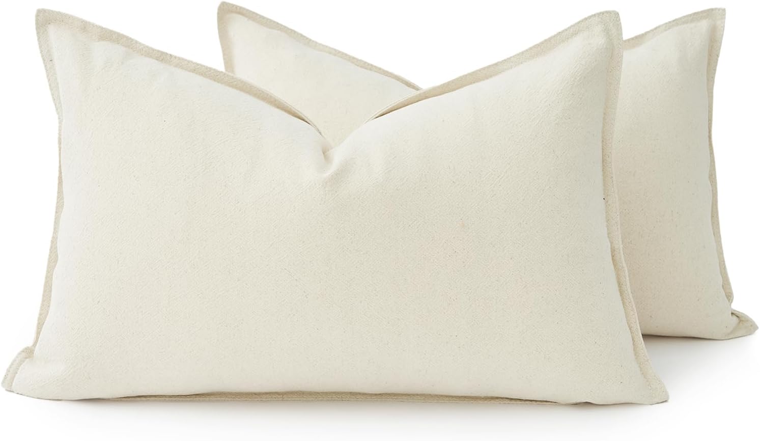 Linen Cushion Covers - 30% Linen 70% Cotton Blend, Soft & Breathable with Hidden Zipper Design - Linen, 30cm x 50cm (Twin Pack)