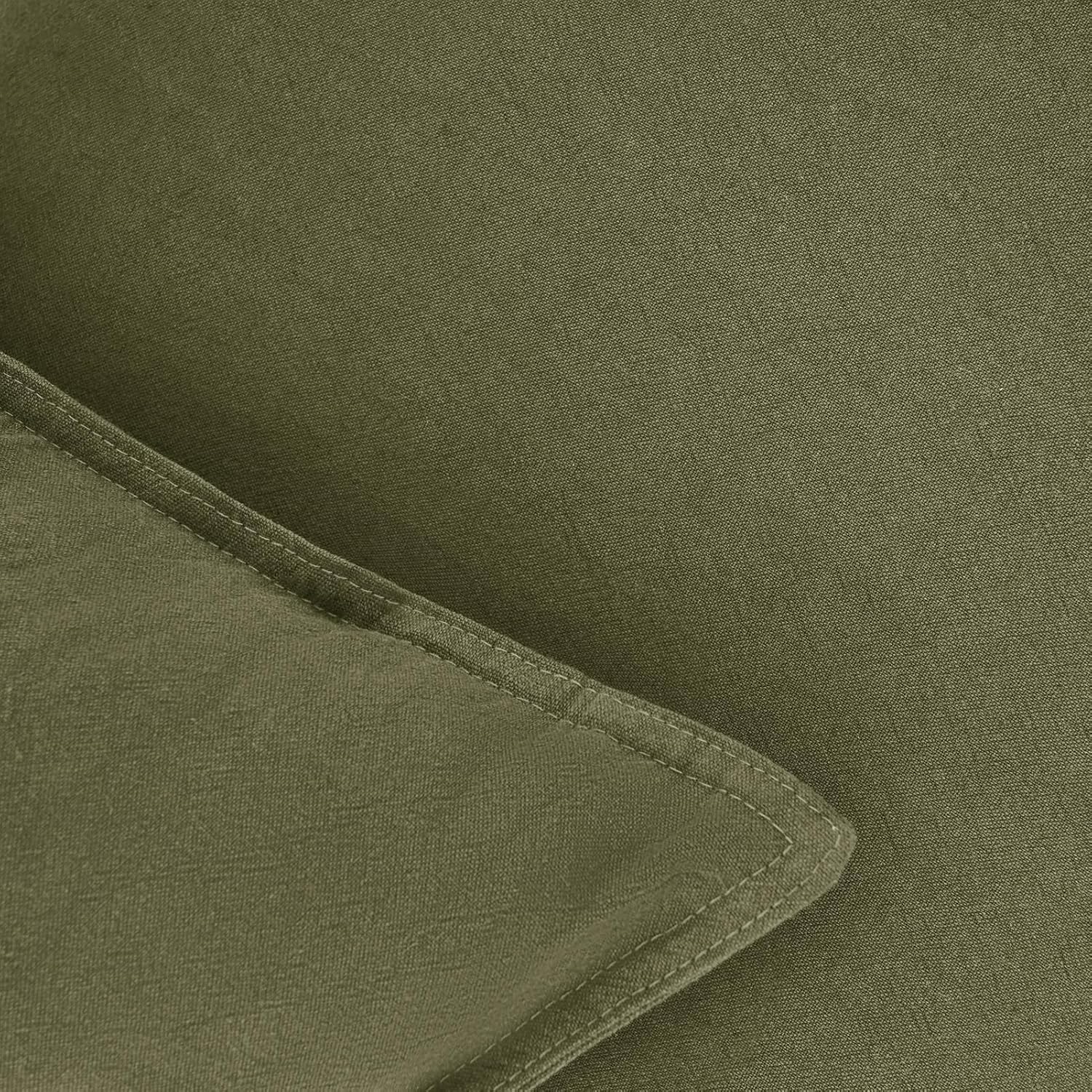 Linen Cushion Covers - 30% Linen 70% Cotton Blend, Soft & Breathable with Hidden Zipper Design - Olive Green, 30cm x 50cm (Twin Pack) 4